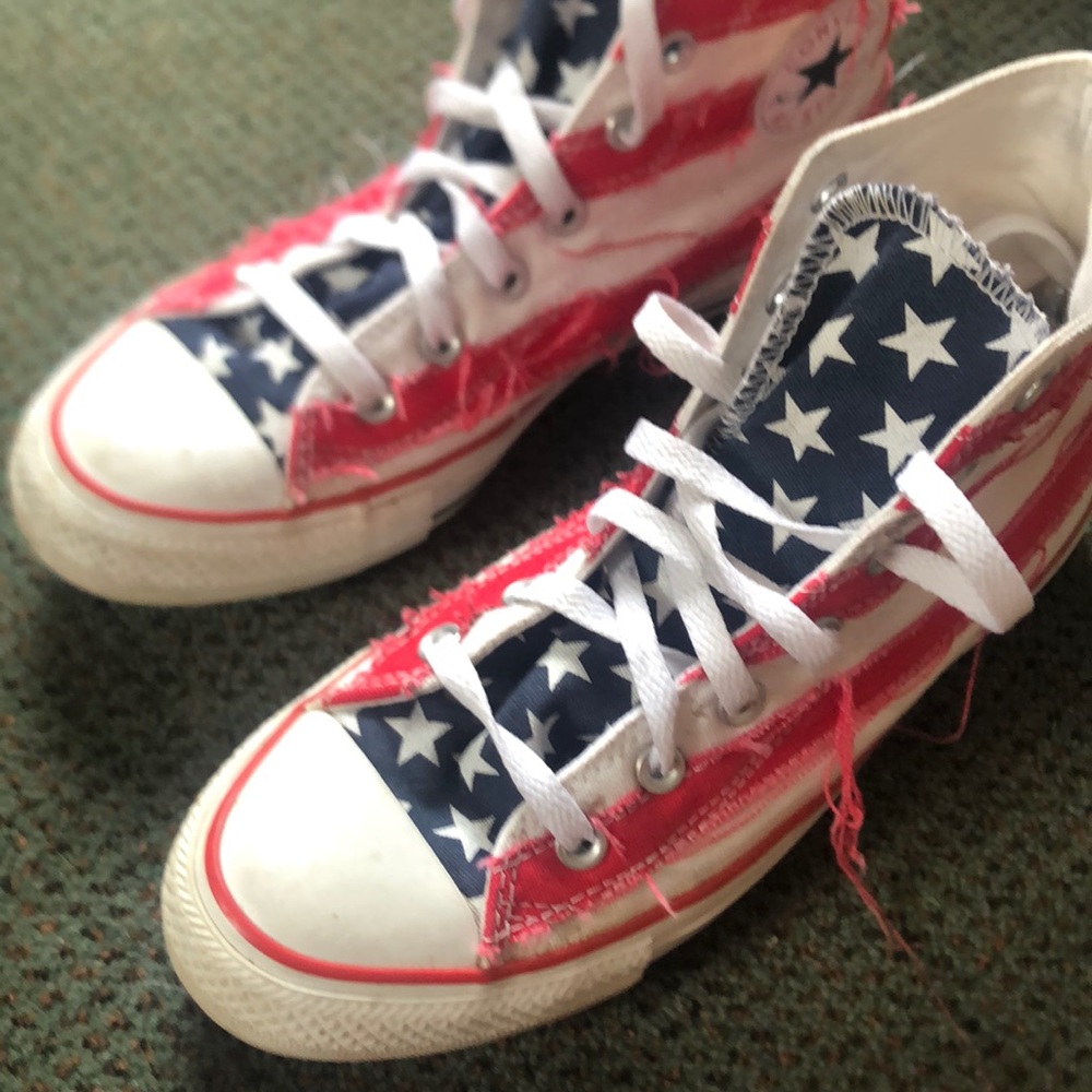 American flag high top converse
